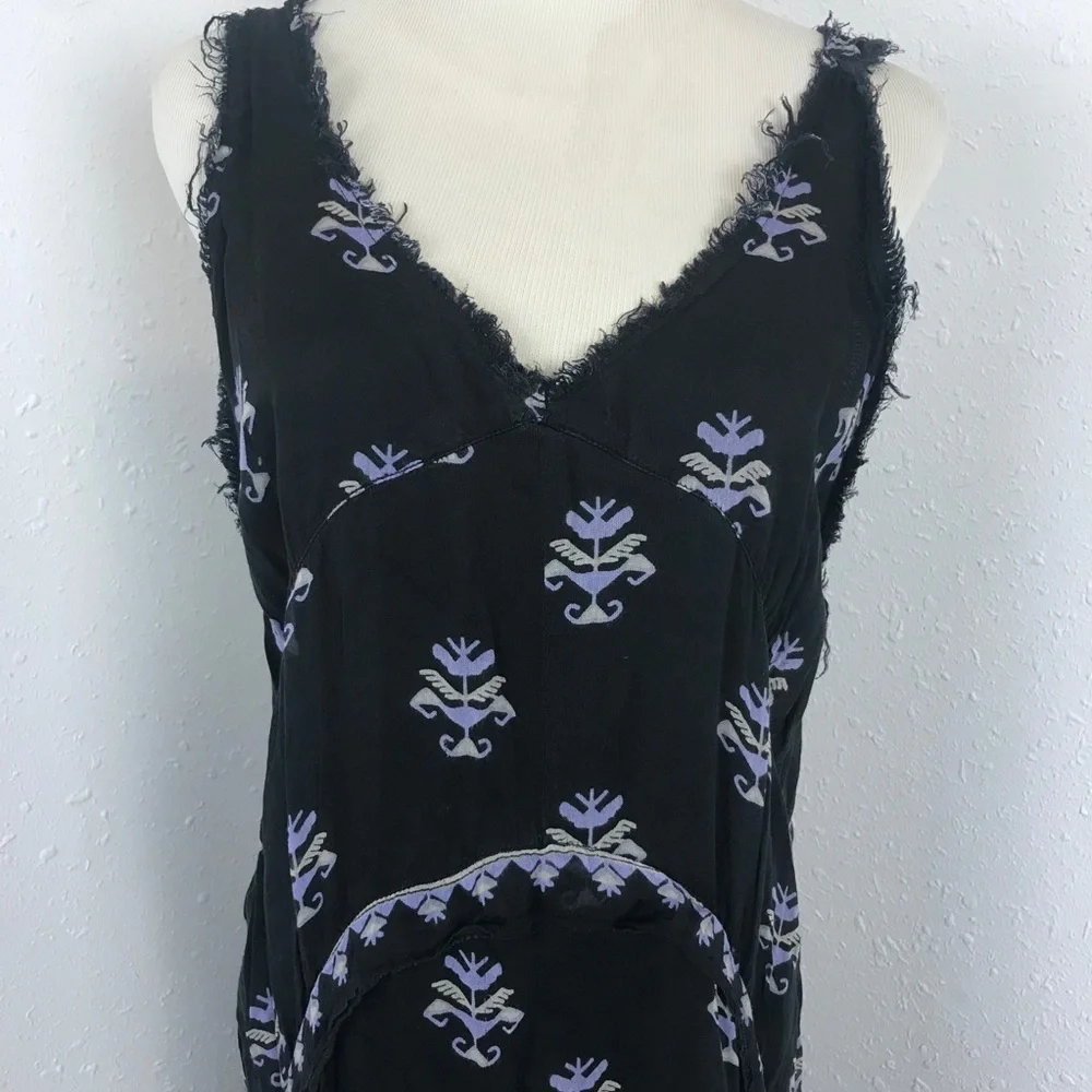 Free People Black Maxi Dress with White Print